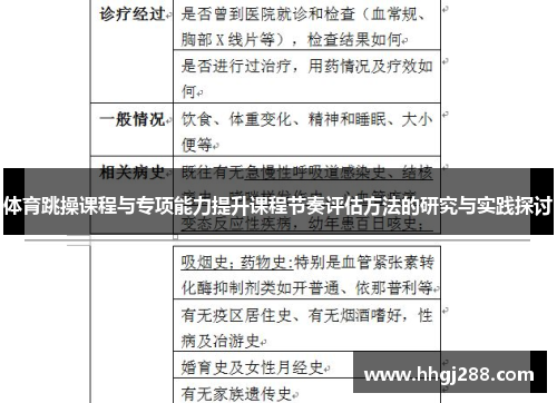 体育跳操课程与专项能力提升课程节奏评估方法的研究与实践探讨